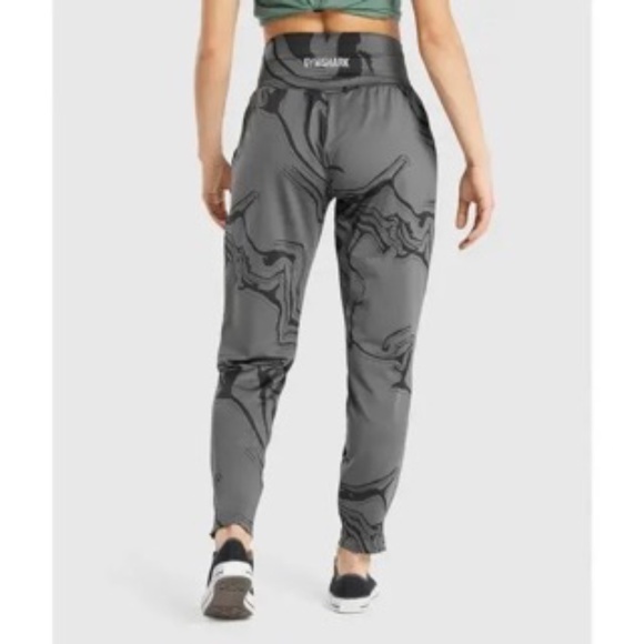 Gymshark GS Power Bottoms Black Gray Swirl High Waisted Pants Women's Medium M - Picture 3 of 12
